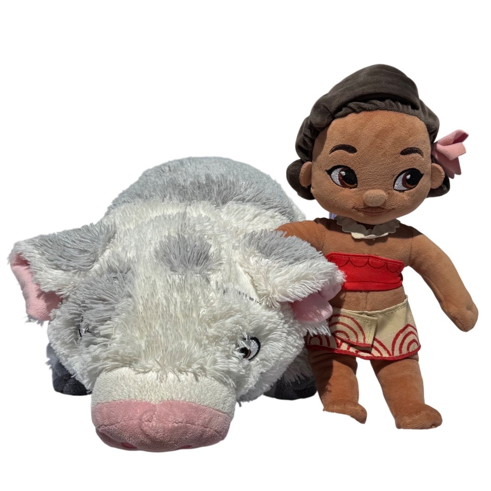 Disney Moana Pua Pig 16" Pillow Pet Plush Doll Stuffed Animal Bundle